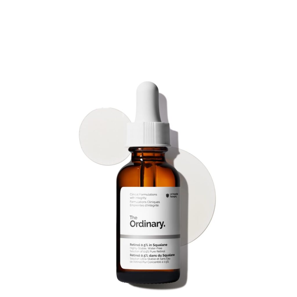 The Ordinary Retinol 0.5% in Squalane serum bottle for anti-aging and wrinkles
