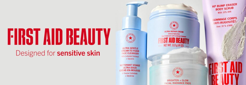 First Aid Beauty review and product lineup for sensitive skin.